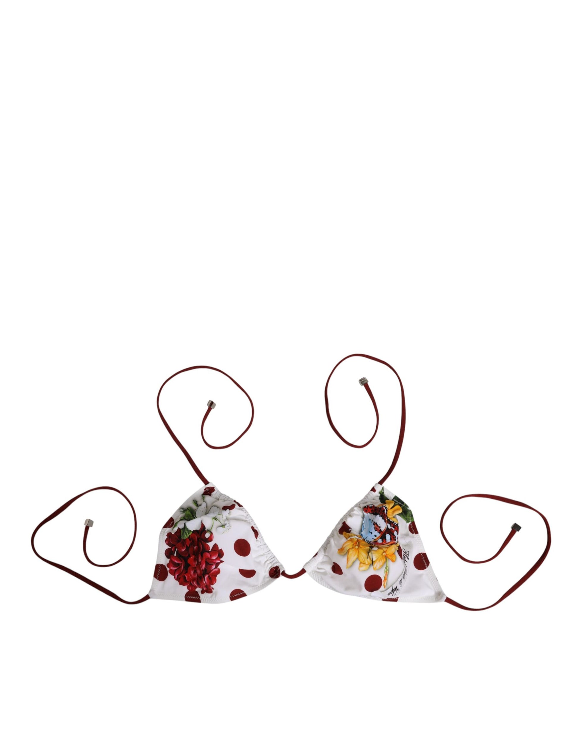 Dolce & Gabbana White Red Polka Dot Floral Print Triangle - from Dolce & Gabbana
