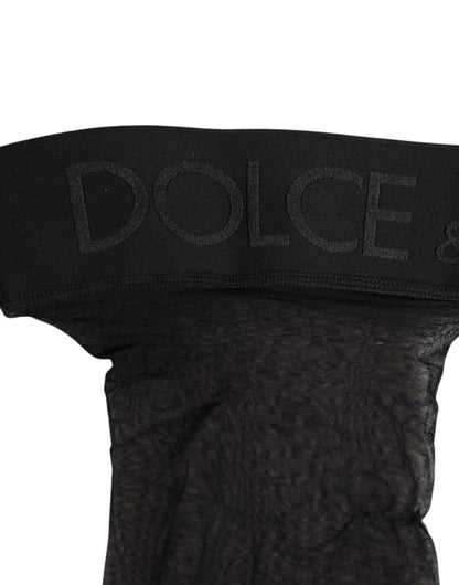 Dolce & Gabbana Black Sheer Nylon Logo Band Over-the-Knee Stocking Socks by Dolce & Gabbana