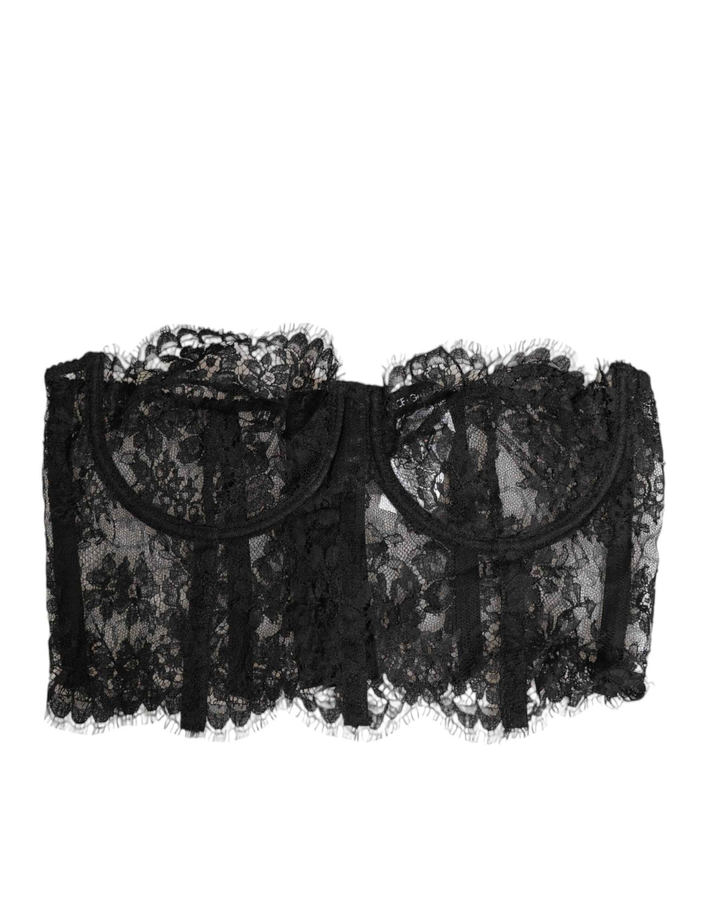 Dolce & Gabbana Black Floral Lace Bustier Bralette Top Underwear by Dolce & Gabbana