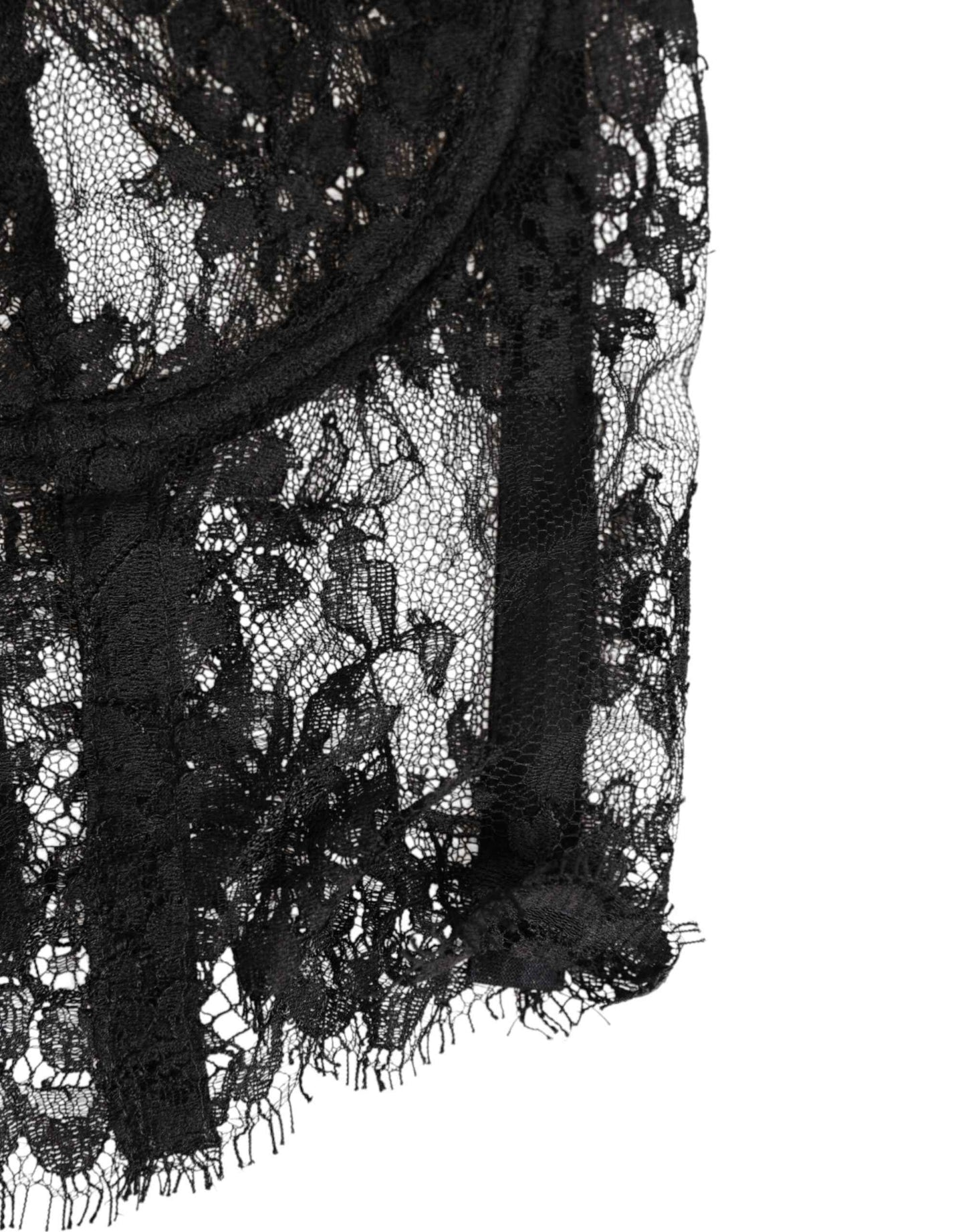 Dolce & Gabbana Black Floral Lace Bustier Bralette Top Underwear by Dolce & Gabbana