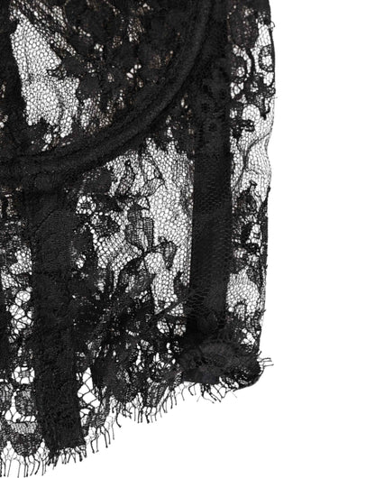 Dolce & Gabbana Black Floral Lace Bustier Bralette Top Underwear by Dolce & Gabbana
