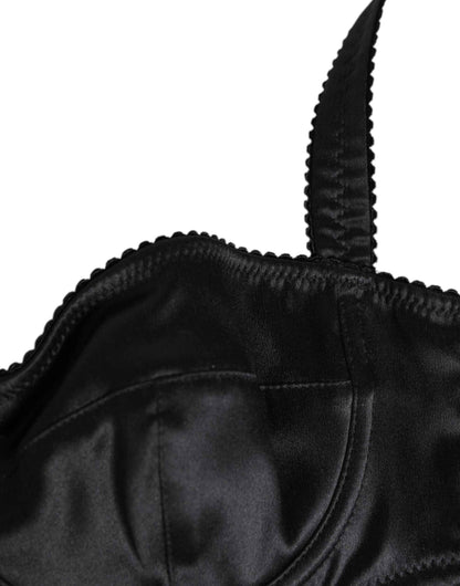 Dolce & Gabbana Black Satin Underwire Bra Lingerie IT2 Underwear by Dolce & Gabbana