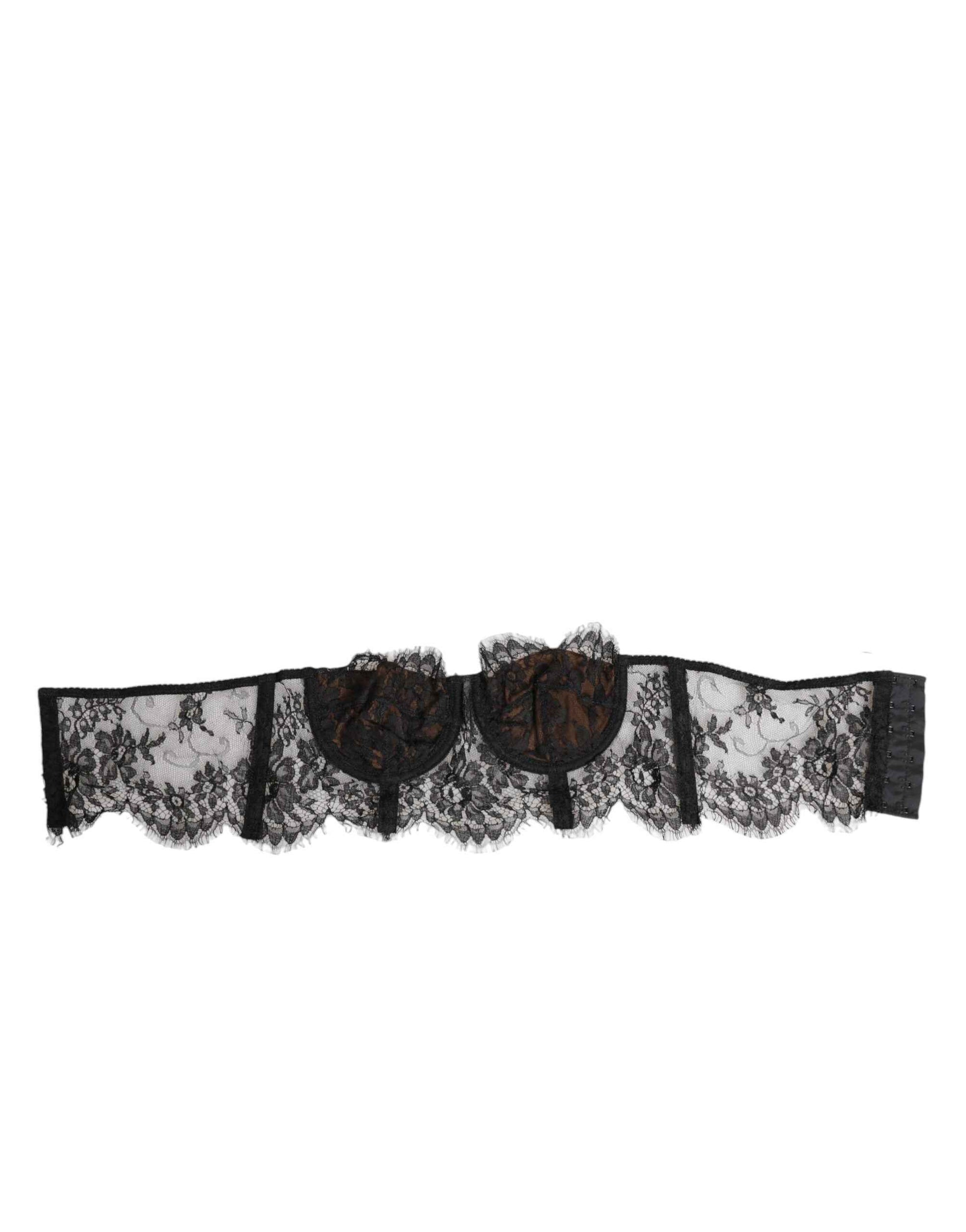 Dolce & Gabbana Black Floral Lace Strapless Bustier Underwear by Dolce & Gabbana