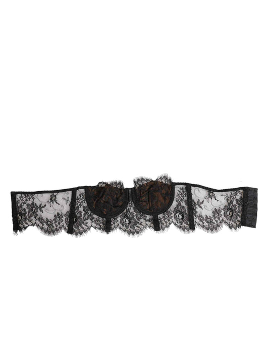 Dolce & Gabbana Black Floral Lace Strapless Bustier Underwear by Dolce & Gabbana