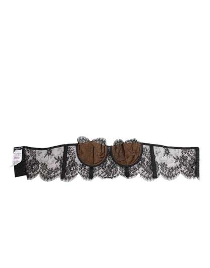 Dolce & Gabbana Black Floral Lace Strapless Bustier Underwear by Dolce & Gabbana