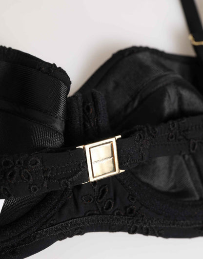 Dolce & Gabbana Black Polyester Embroidered Underwire Bra Underwear by Dolce & Gabbana