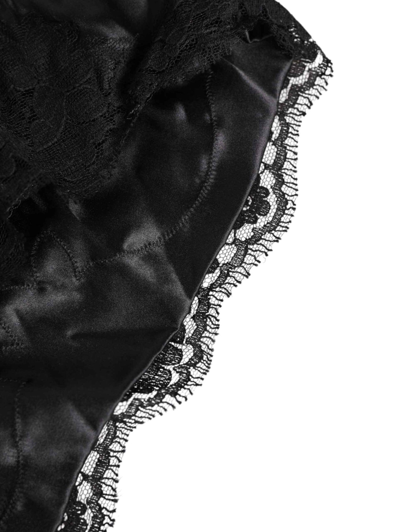 Dolce & Gabbana Black Silk Satin Lace Trim Panty Underwear by Dolce & Gabbana