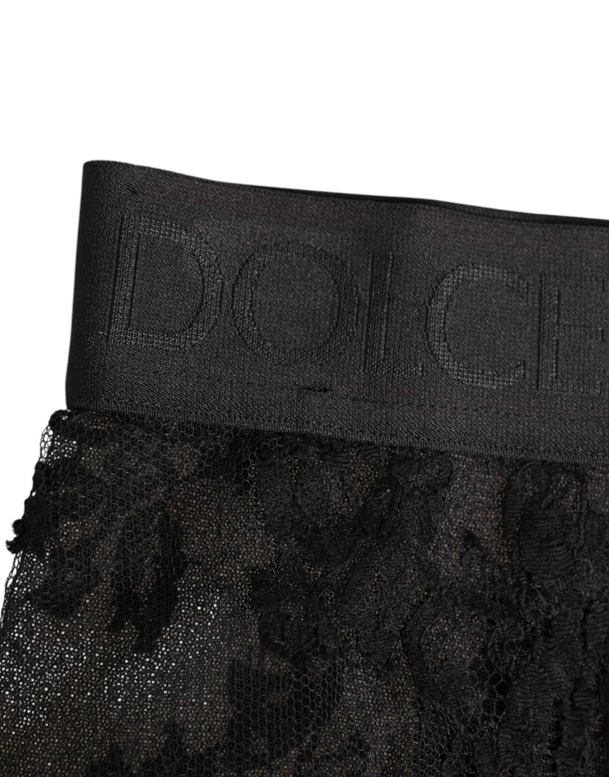 Dolce & Gabbana High Waist Briefs Black Floral Lace Underwear by Dolce & Gabbana