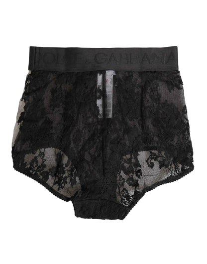 Dolce & Gabbana High Waist Briefs Black Floral Lace Underwear by Dolce & Gabbana