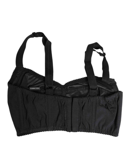 Dolce & Gabbana Black Stretch Nylon Bustier Bra Underwear