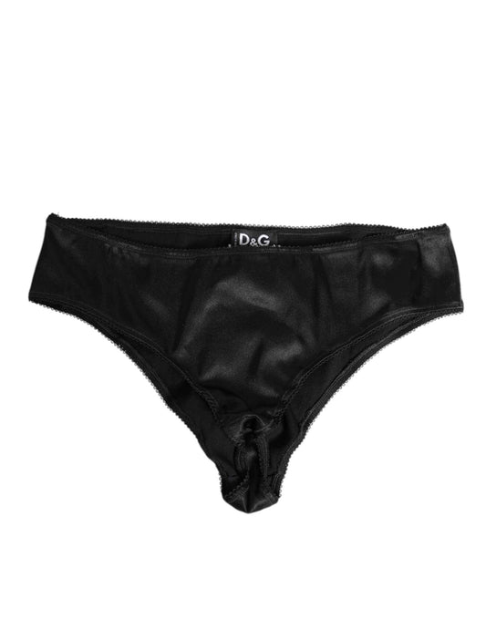 Dolce & Gabbana Black Satin Stretch Slip Brief Women Underwear by Dolce & Gabbana