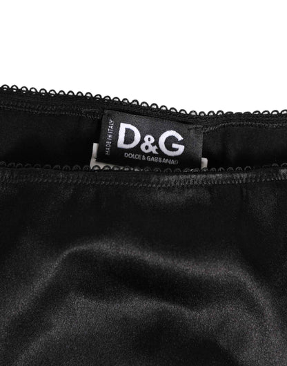 Dolce & Gabbana Black Satin Stretch Slip Brief Women Underwear by Dolce & Gabbana