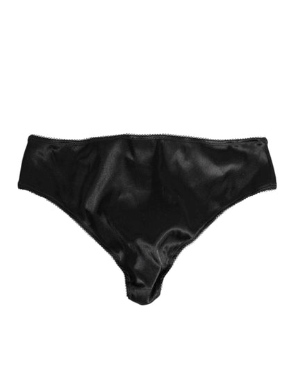 Dolce & Gabbana Black Satin Stretch Slip Brief Women Underwear by Dolce & Gabbana