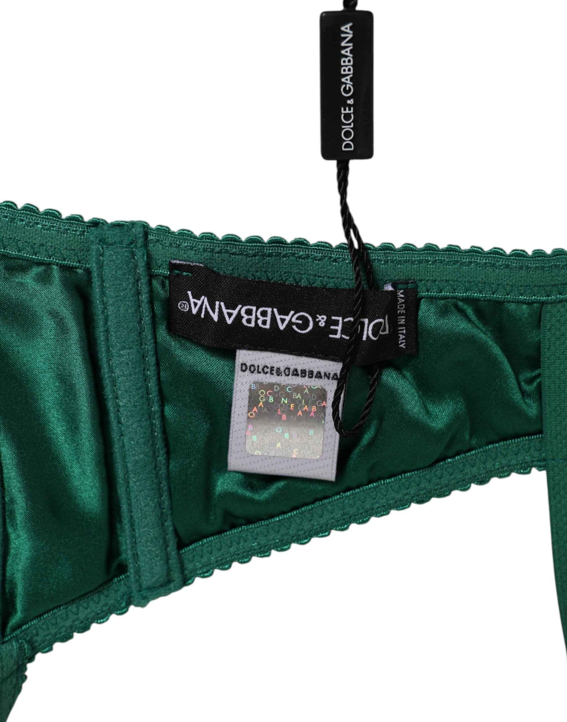 Dolce & Gabbana Green Satin Semi-Padded Underwire Musk Underwear by Dolce & Gabbana
