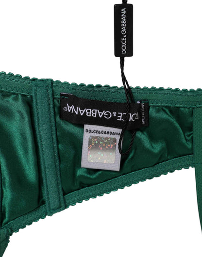 Dolce & Gabbana Green Satin Semi-Padded Underwire Musk Underwear by Dolce & Gabbana