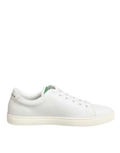 Dolce & Gabbana White Leather Rose Embroidery Low-Top Shoes - from Dolce & Gabbana