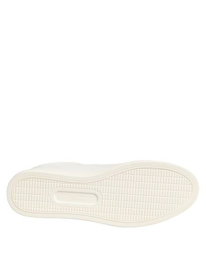 Dolce & Gabbana White Leather Rose Embroidery Low-Top Shoes - from Dolce & Gabbana