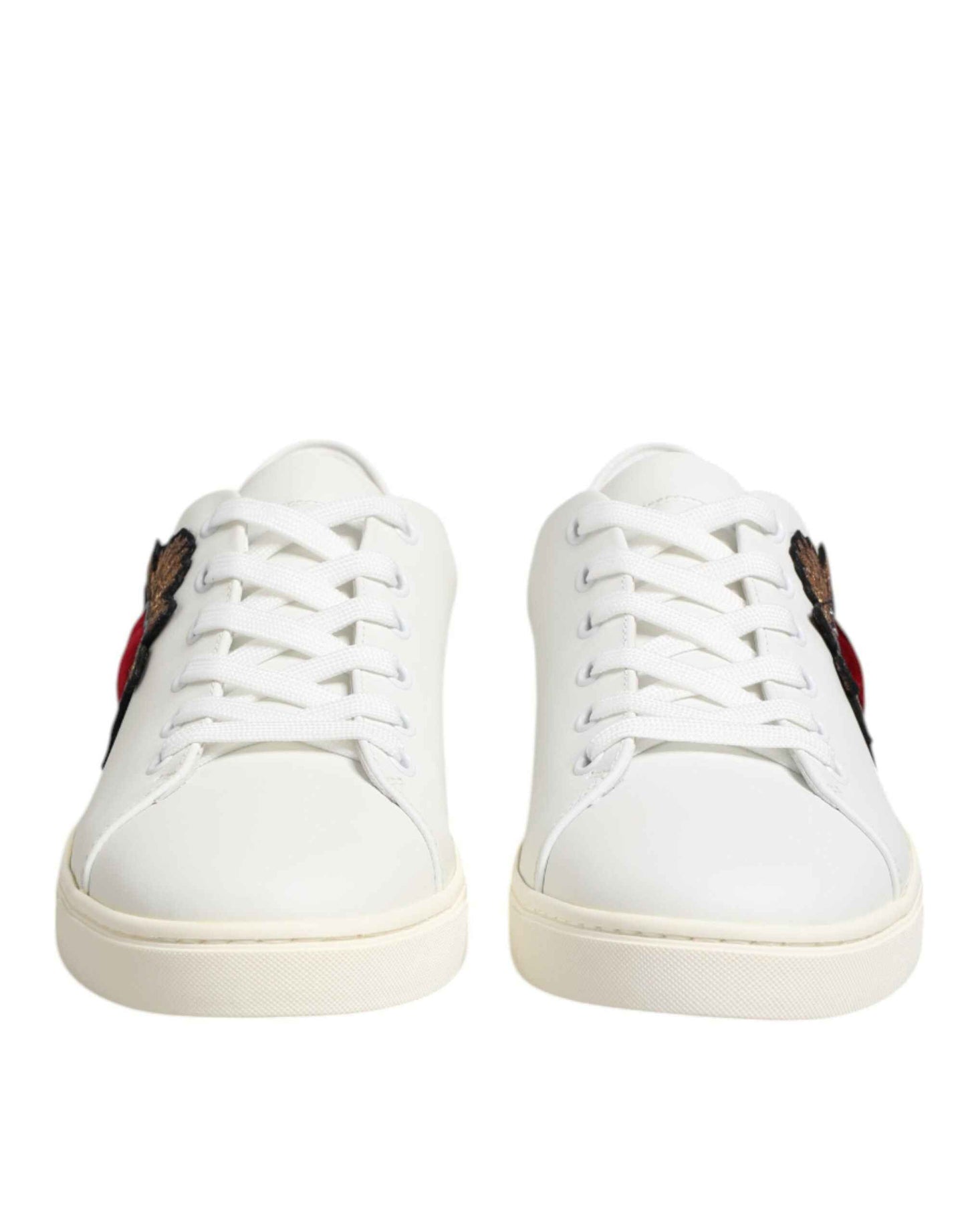 Dolce & Gabbana White Leather Sacre Heart Patch Sneakers Shoes by Dolce & Gabbana