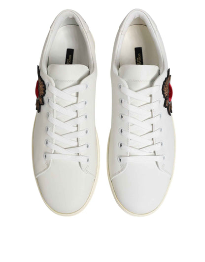 Dolce & Gabbana White Leather Sacre Heart Patch Sneakers Shoes by Dolce & Gabbana