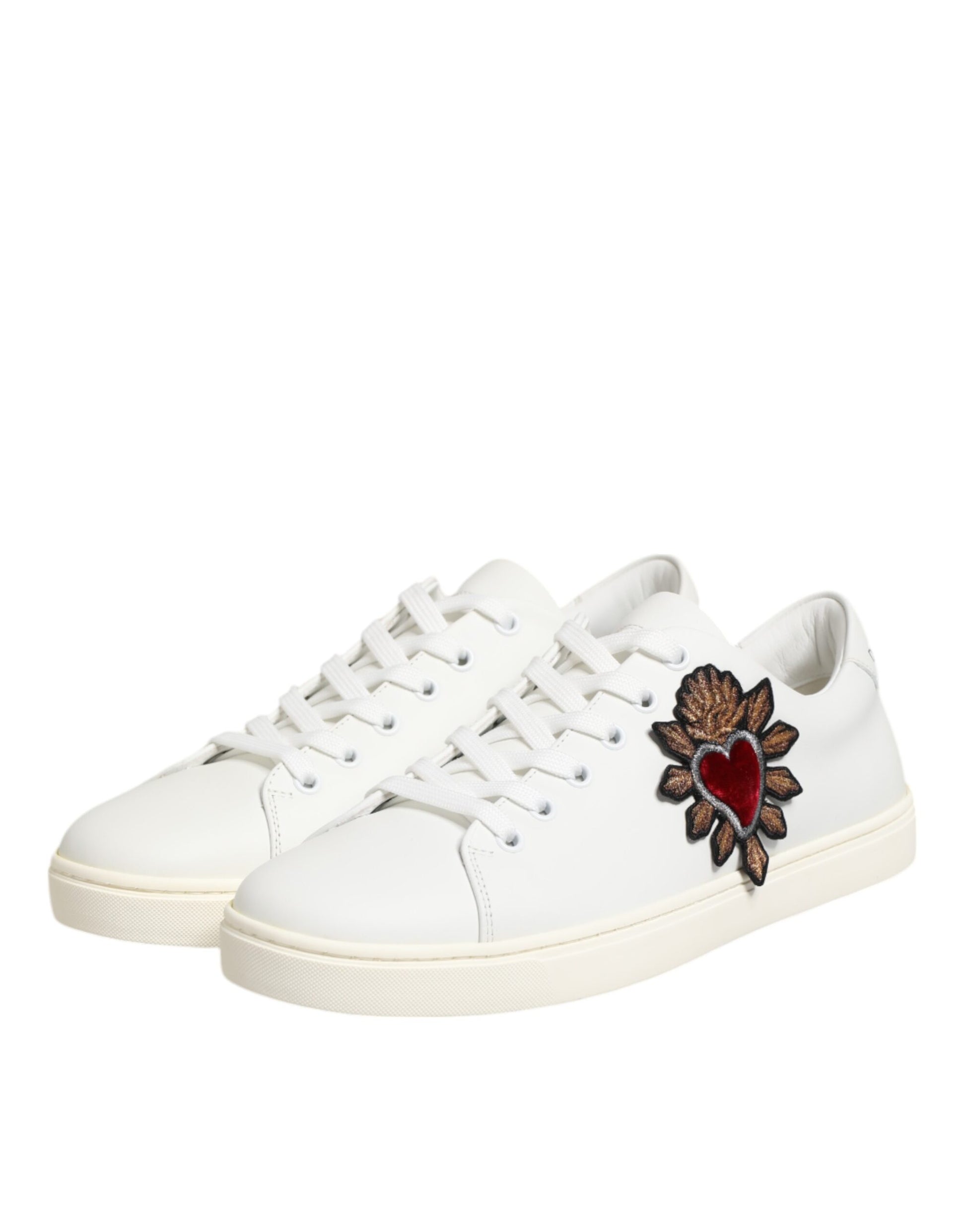 Dolce & Gabbana White Leather Sacre Heart Patch Sneakers Shoes - from Dolce & Gabbana