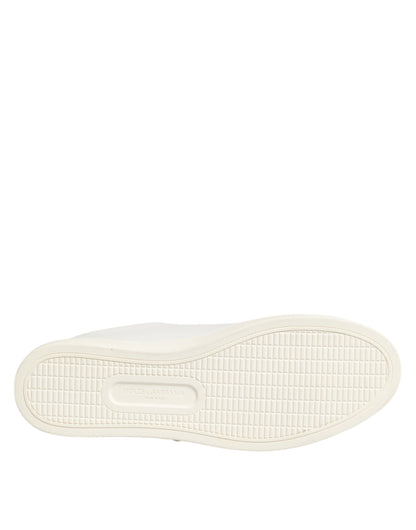 Dolce & Gabbana White Leather Sacre Heart Patch Sneakers Shoes - from Dolce & Gabbana