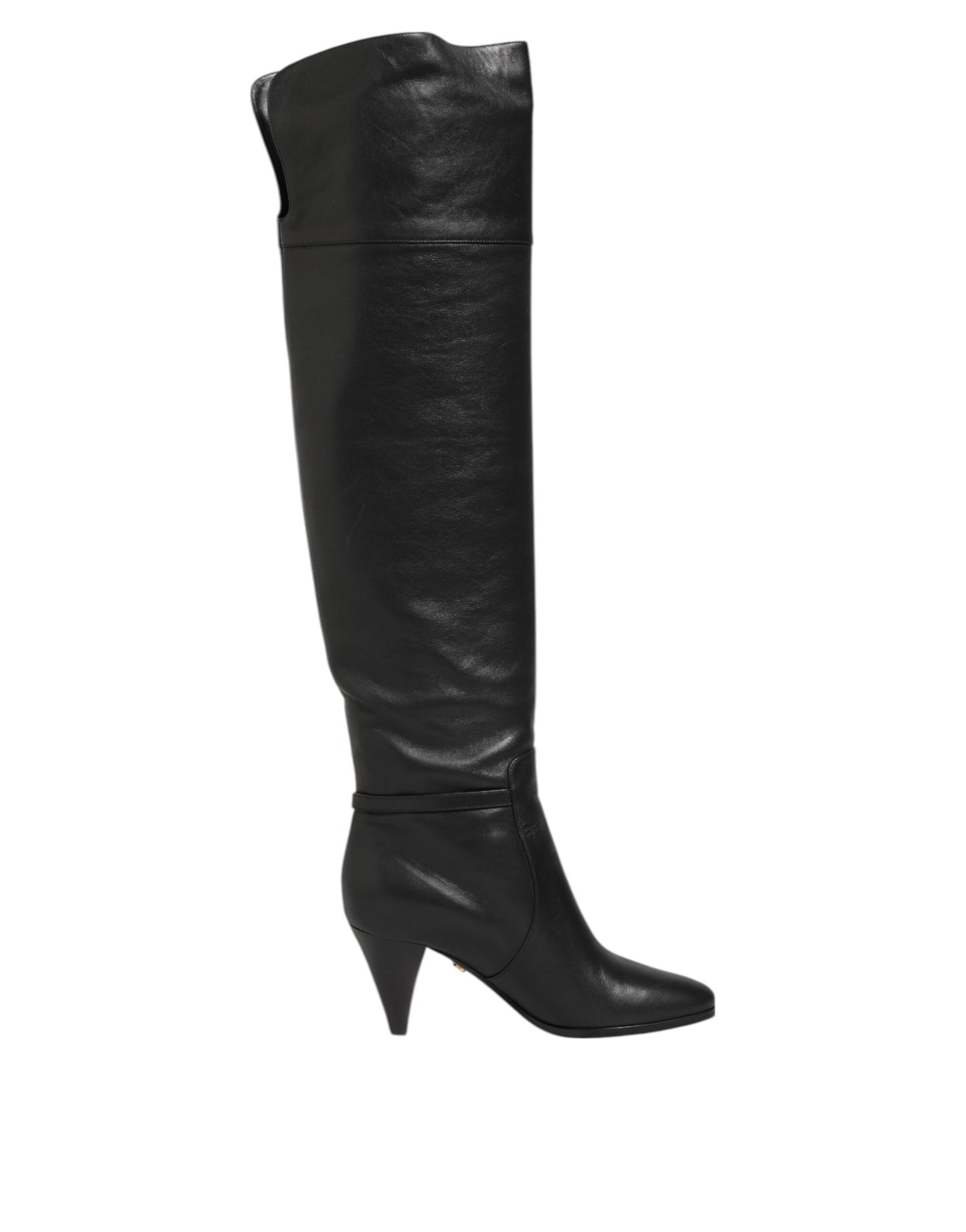 Dolce & Gabbana Black Leather Over-The-Knee DG Boots Shoes - from Dolce & Gabbana