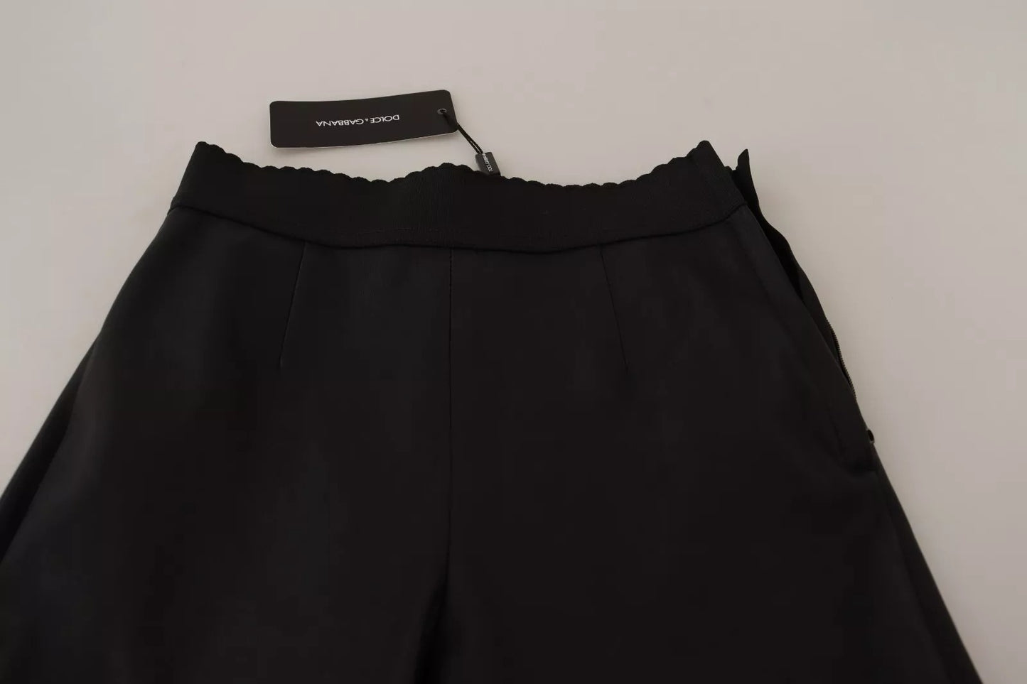 Dolce &amp; Gabbana Black Leather Elastic Waist Trouser Pants