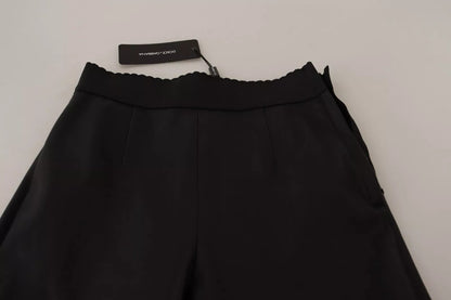 Dolce &amp; Gabbana Black Leather Elastic Waist Trouser Pants