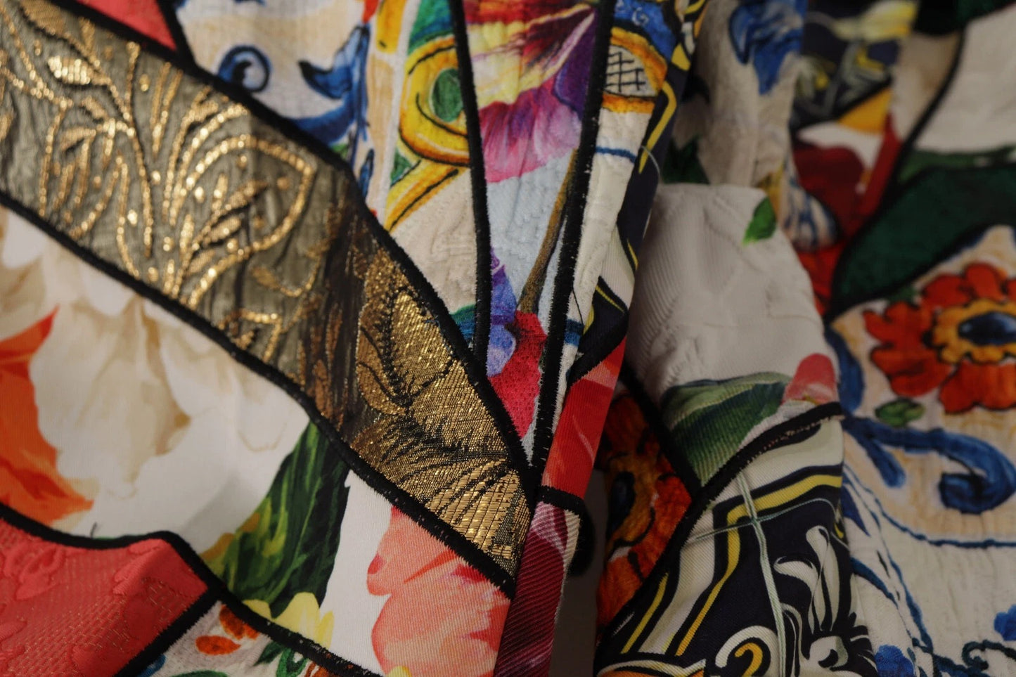 Dolce &amp; Gabbana Multicolor Patchwork Jacquard High Waist Pants