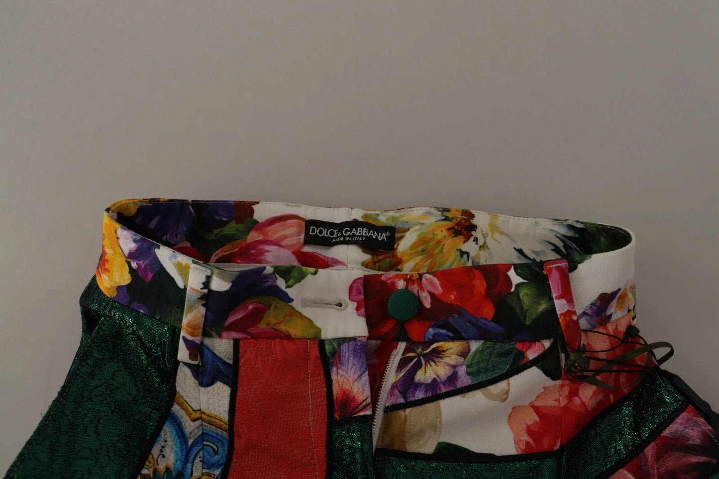 Dolce &amp; Gabbana Multicolor Patchwork Jacquard High Waist Pants