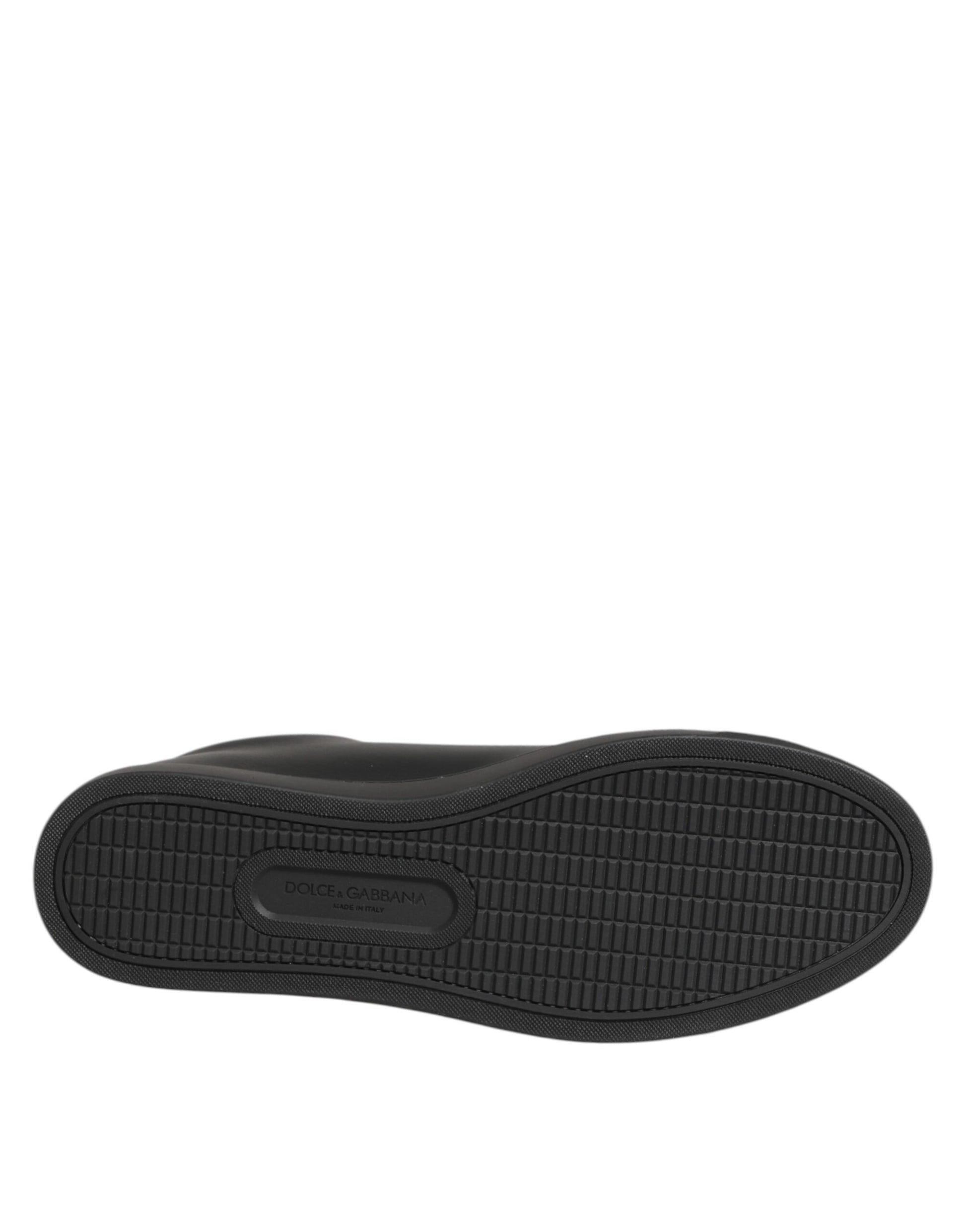 Dolce & Gabbana Black Leather Crystal Heart Sneakers Shoes - from Dolce & Gabbana