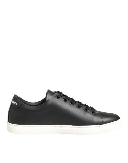 Dolce & Gabbana Black White Leather Crystal Heart Sneakers Shoes - from Dolce & Gabbana