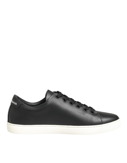 Dolce & Gabbana Black White Leather Crystal Heart Sneakers Shoes - from Dolce & Gabbana