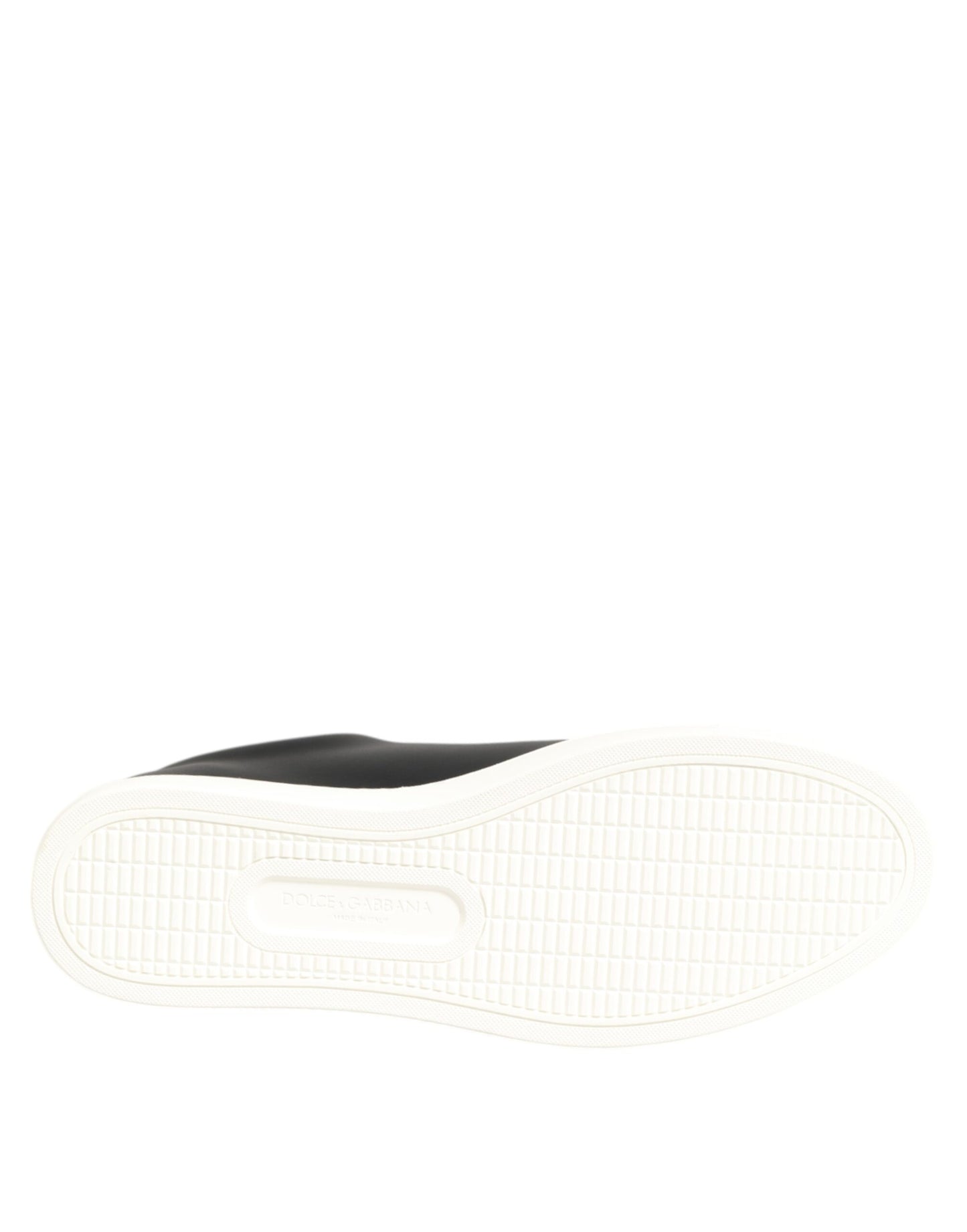 Dolce & Gabbana Black White Leather Crystal Heart Sneakers Shoes - from Dolce & Gabbana