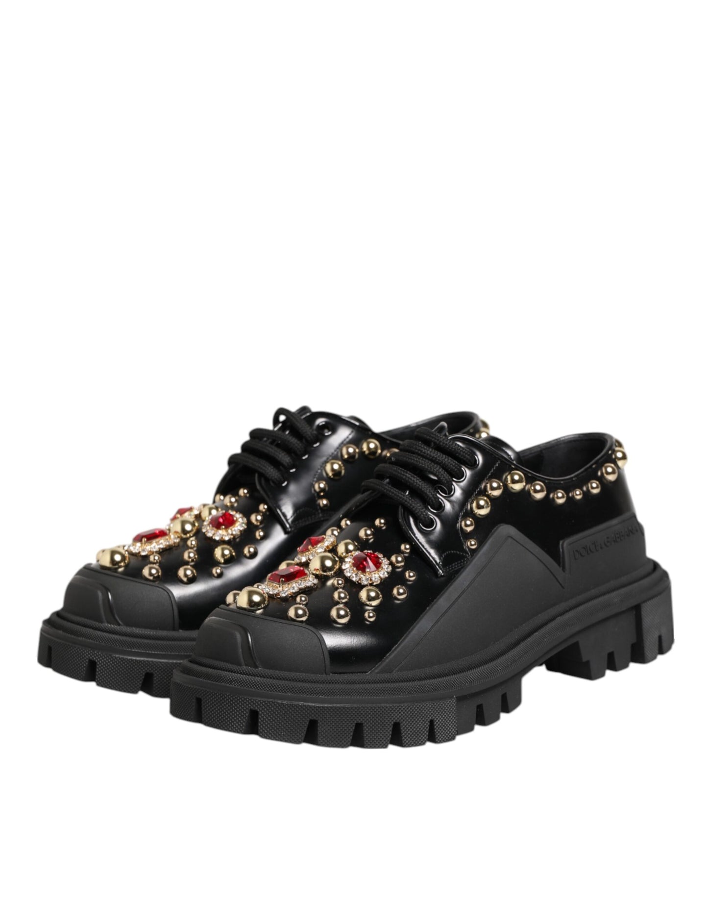 Dolce & Gabbana Black Leather Jeweled Crystals Derby Shoes - from Dolce & Gabbana