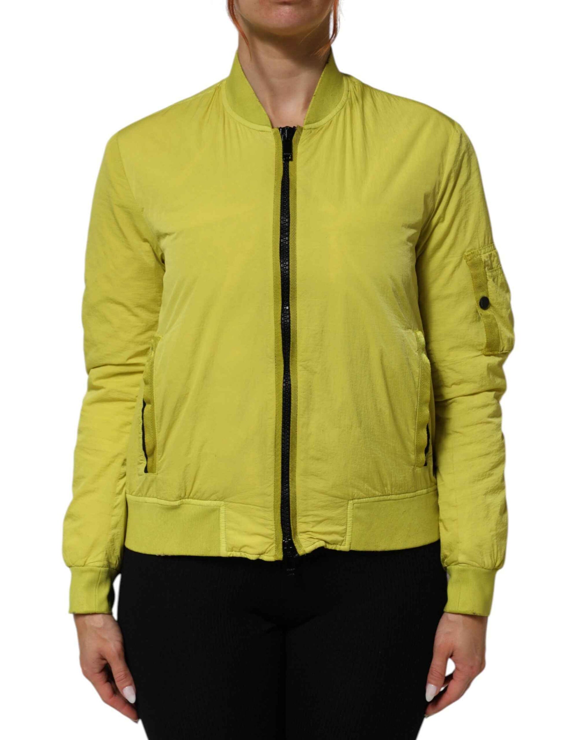 Dolce & Gabbana Yellow Polyamide Zipper Bomber Women’s Jacket by Dolce & Gabbana