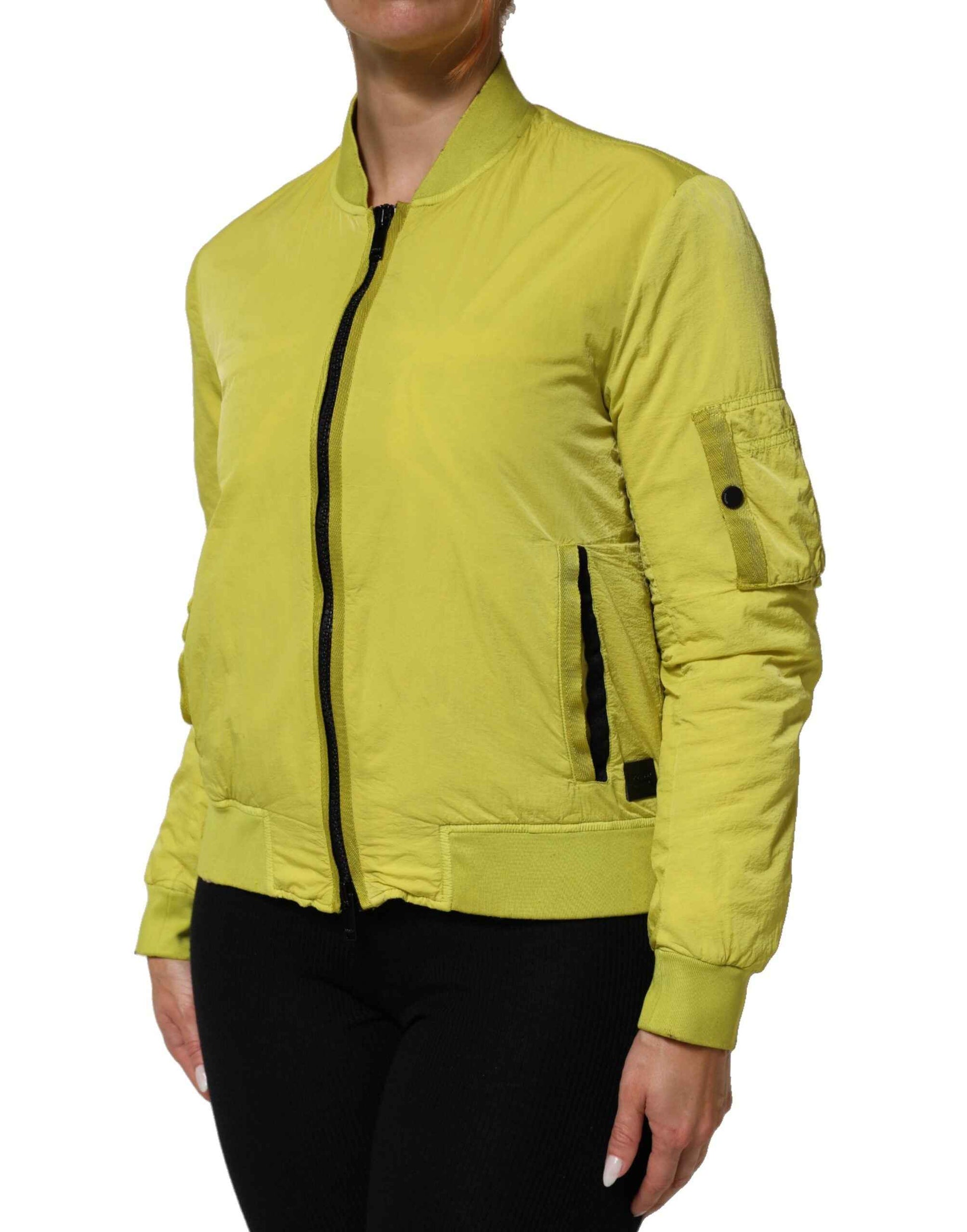 Dolce & Gabbana Yellow Polyamide Zipper Bomber Women’s Jacket by Dolce & Gabbana