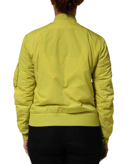 Dolce & Gabbana Yellow Polyamide Zipper Bomber Women’s Jacket by Dolce & Gabbana