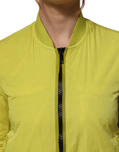 Dolce & Gabbana Yellow Polyamide Zipper Bomber Women’s Jacket by Dolce & Gabbana