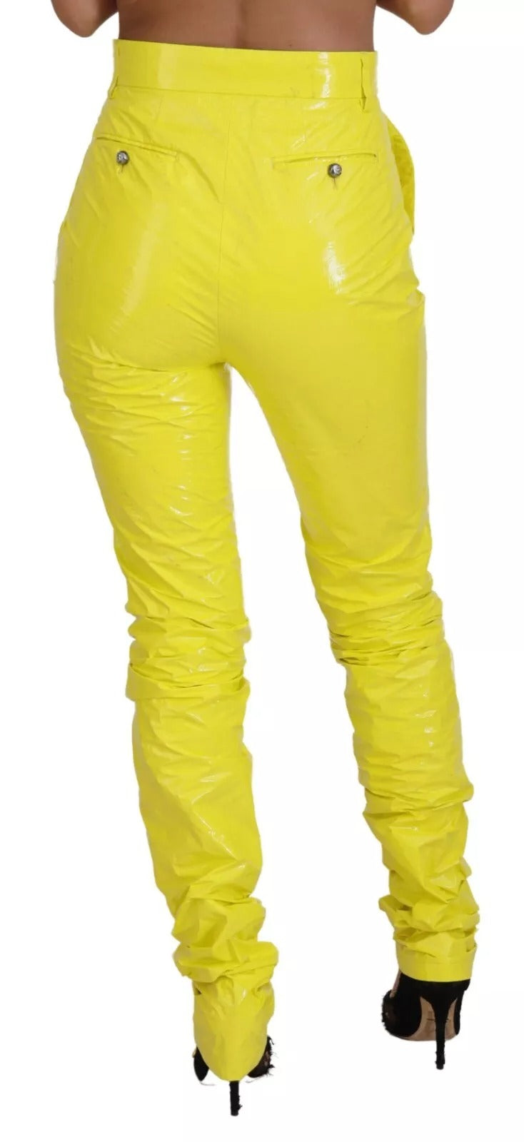 Dolce &amp; Gabbana Yellow High Waist Skinny Women Trouser Pants