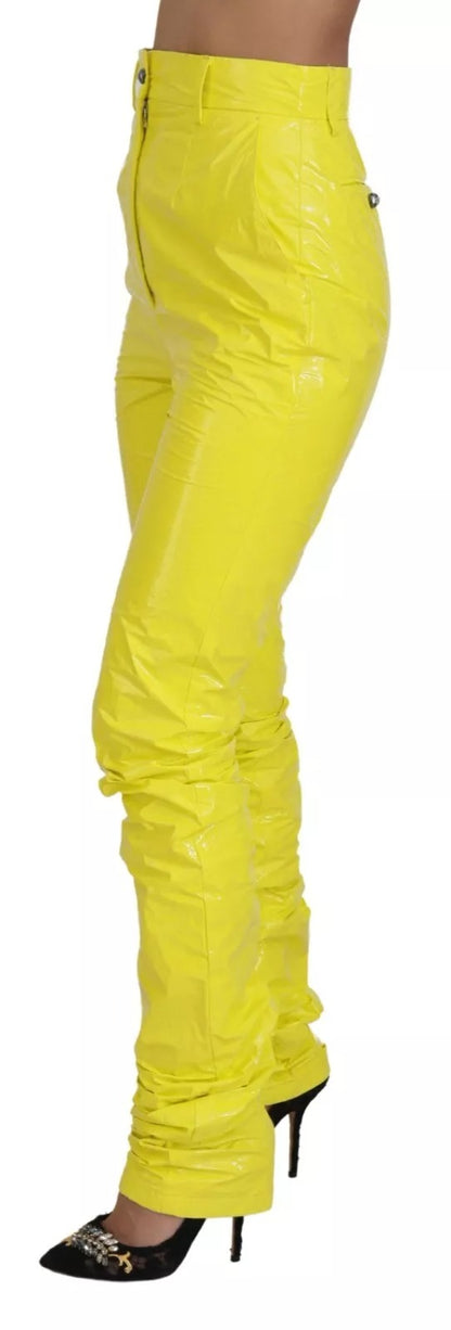 Dolce &amp; Gabbana Yellow High Waist Skinny Women Trouser Pants