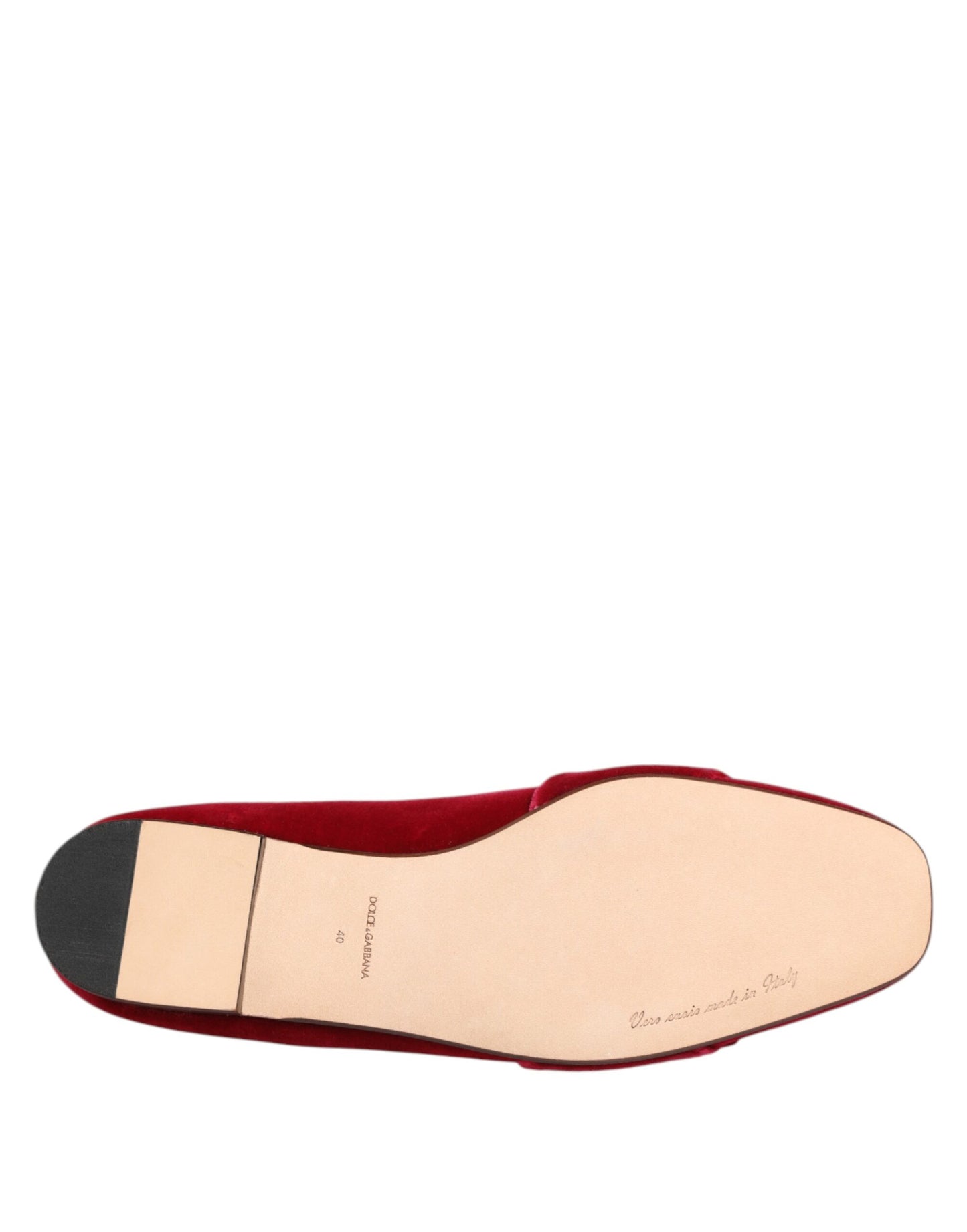 Dolce & Gabbana Red Velvet Crystal Buckle Loafers Flats Shoes - from Dolce & Gabbana