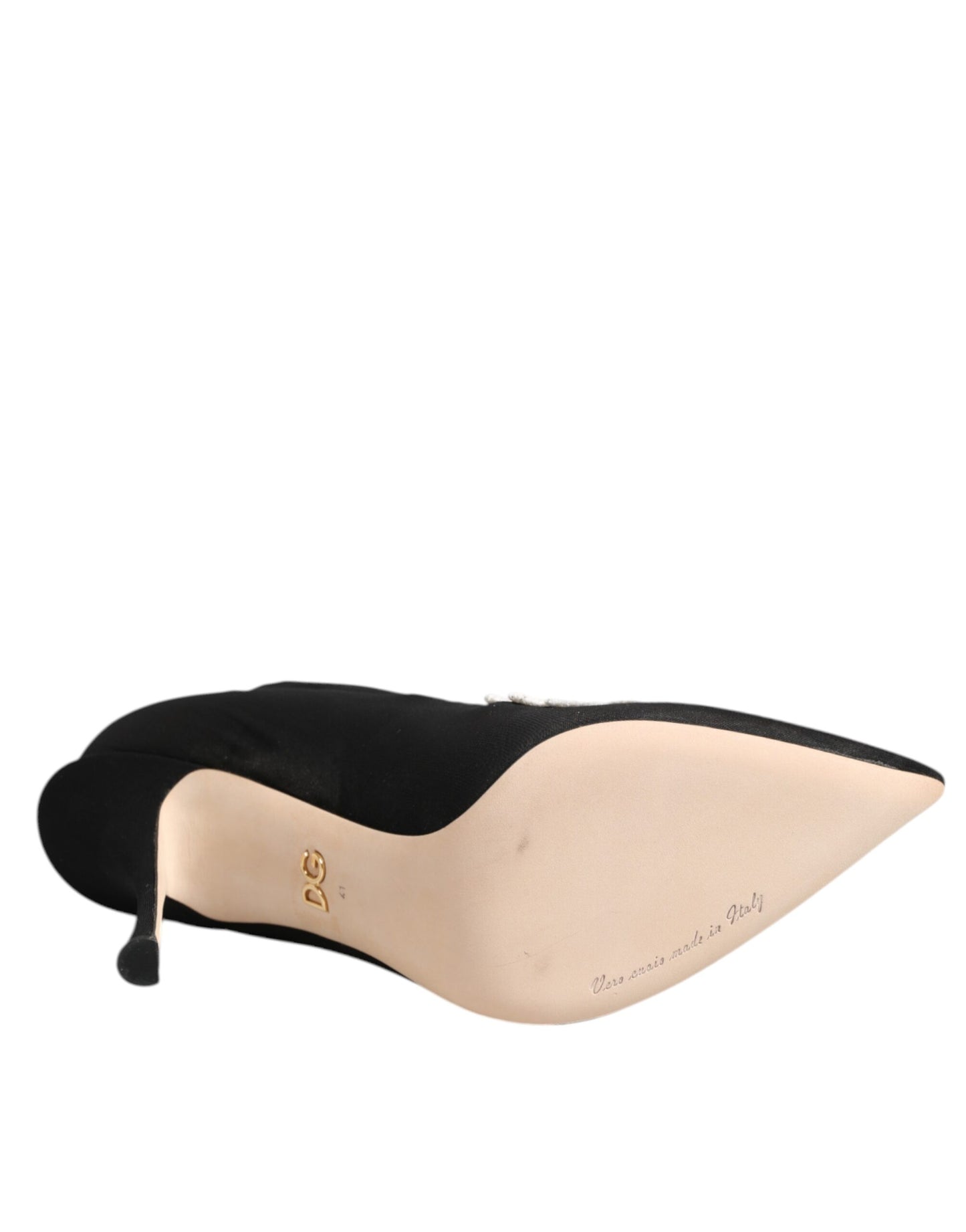 Dolce & Gabbana Black White Embroidered Jersey Stiletto Boots Shoes - from Dolce & Gabbana