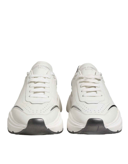 Dolce & Gabbana White Silver DAYMASTER Leather Men Sneakers Shoes by Dolce & Gabbana