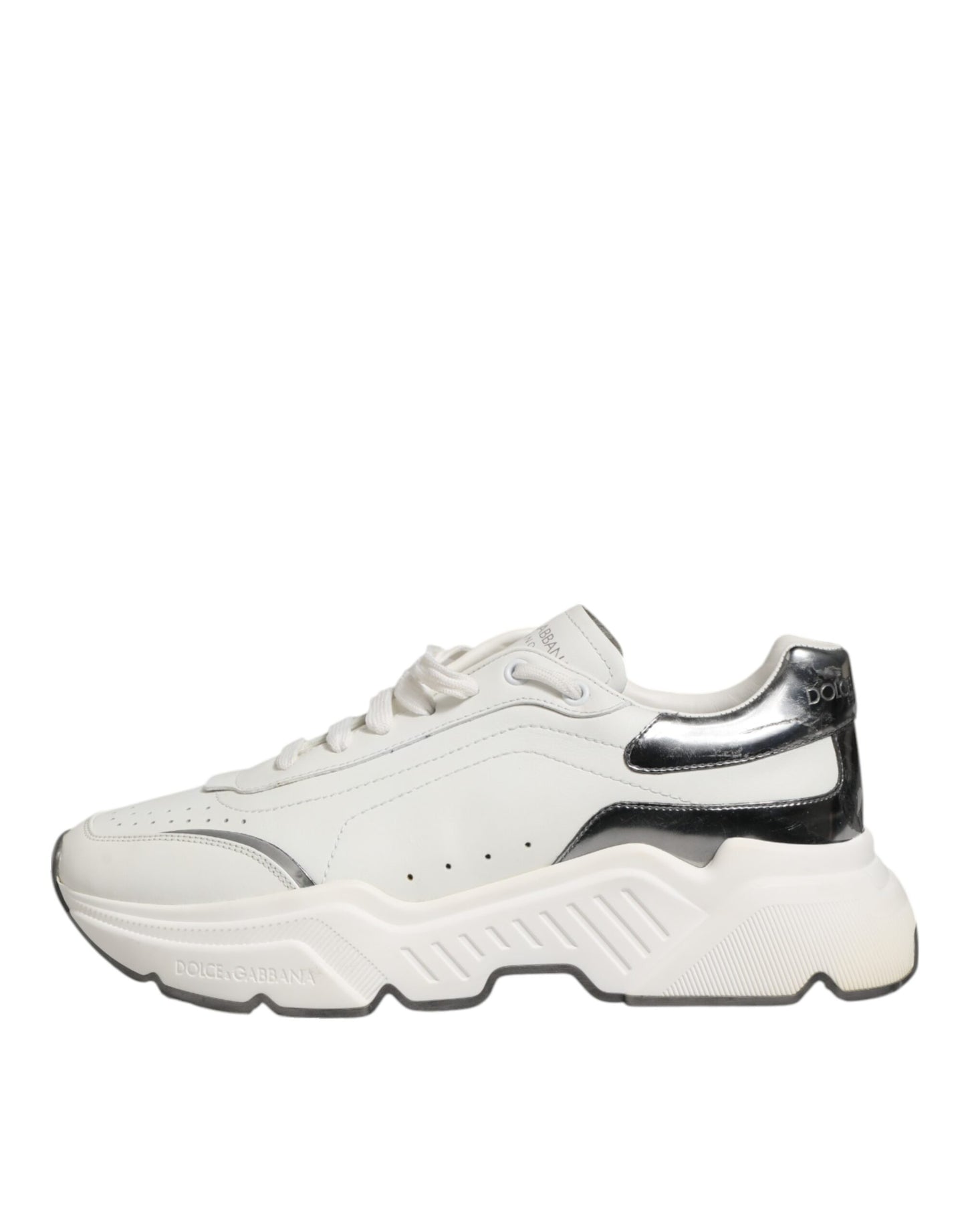 Dolce & Gabbana White Silver DAYMASTER Leather Men Sneakers Shoes - from Dolce & Gabbana