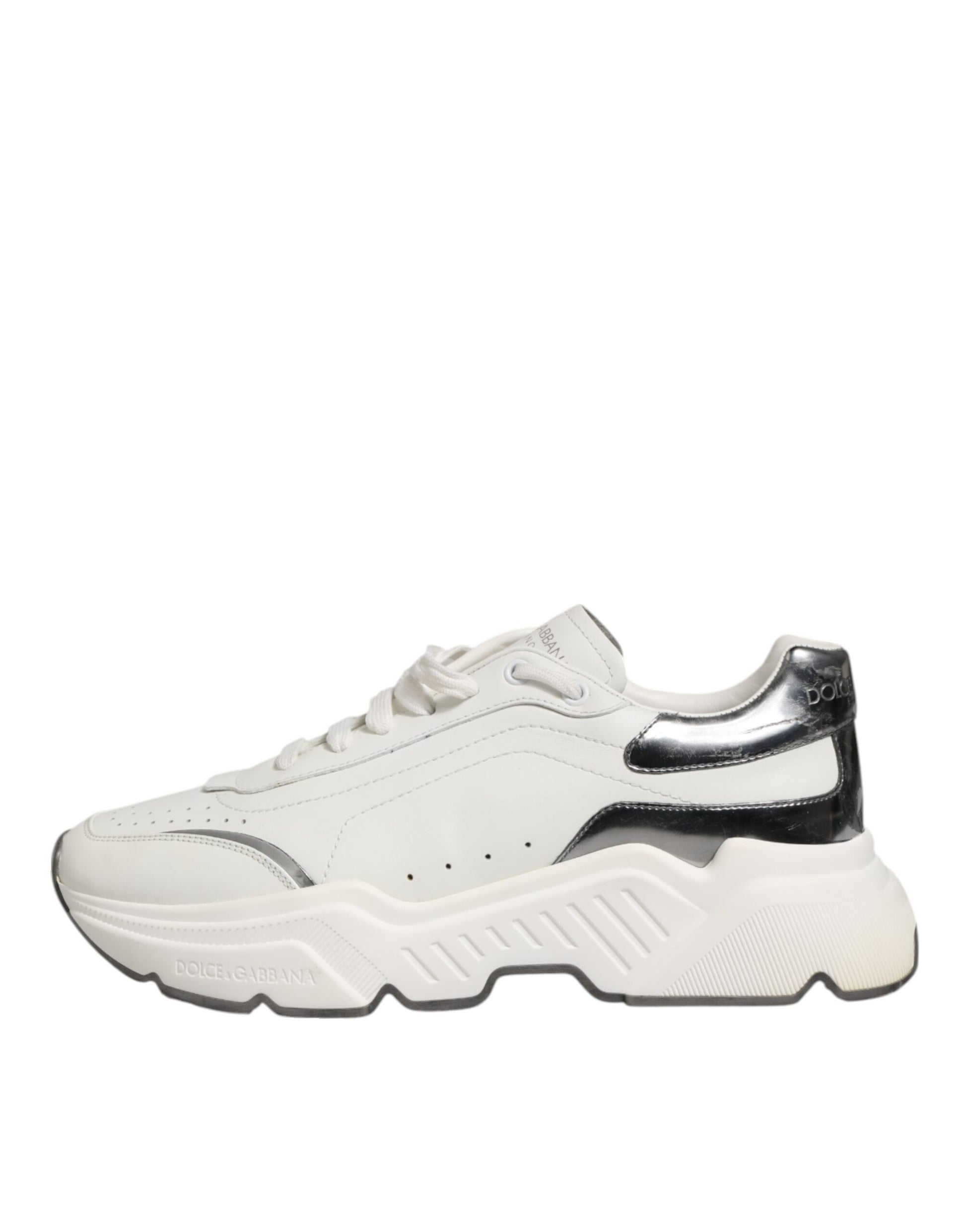 Dolce & Gabbana White Silver DAYMASTER Leather Men Sneakers Shoes - from Dolce & Gabbana