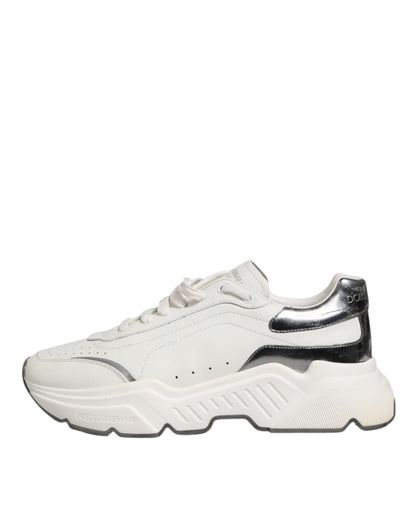 Dolce & Gabbana White Silver DAYMASTER Leather Men Sneakers Shoes - from Dolce & Gabbana