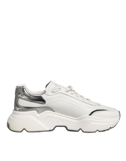 Dolce & Gabbana White Silver DAYMASTER Leather Men Sneakers Shoes - from Dolce & Gabbana
