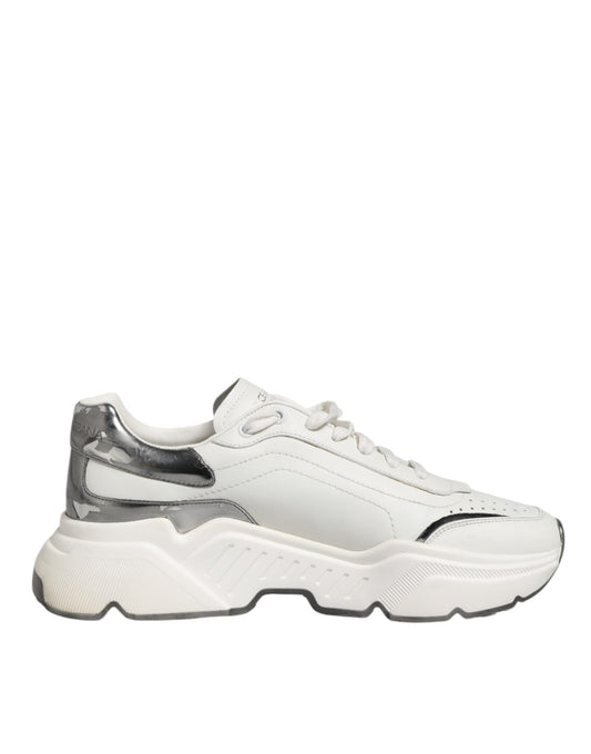 Dolce & Gabbana White Silver DAYMASTER Leather Men Sneakers Shoes - from Dolce & Gabbana