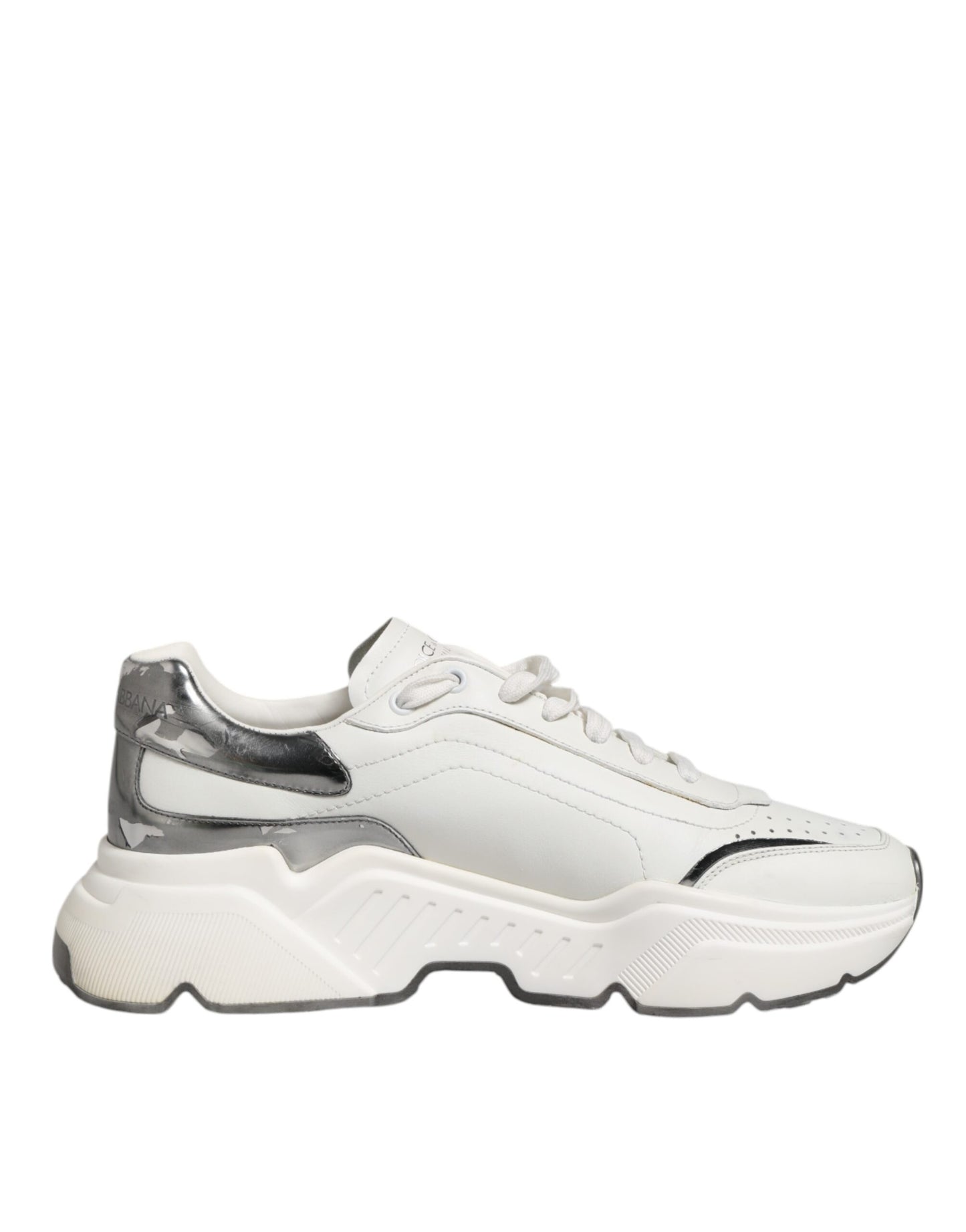 Dolce & Gabbana White Silver DAYMASTER Leather Men Sneakers Shoes - from Dolce & Gabbana